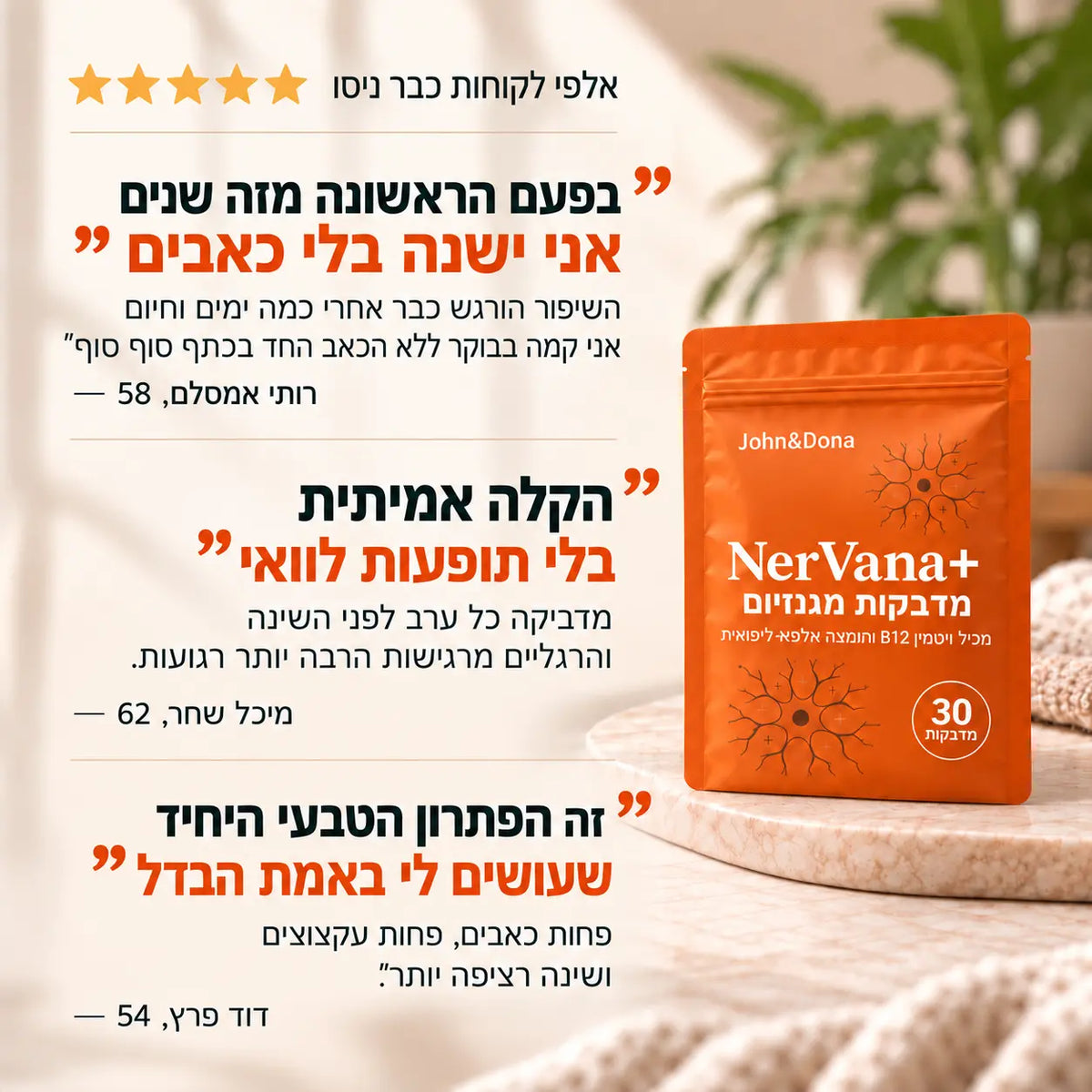 +NerVana מדבקות מגנזיום לשחרור כאבי השרירים והסיאטיקה