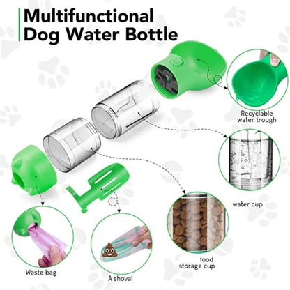 4 - in - 1 Portable Pet Water Bottle – Dispenser, Bowl & Food Storage - John&Dona