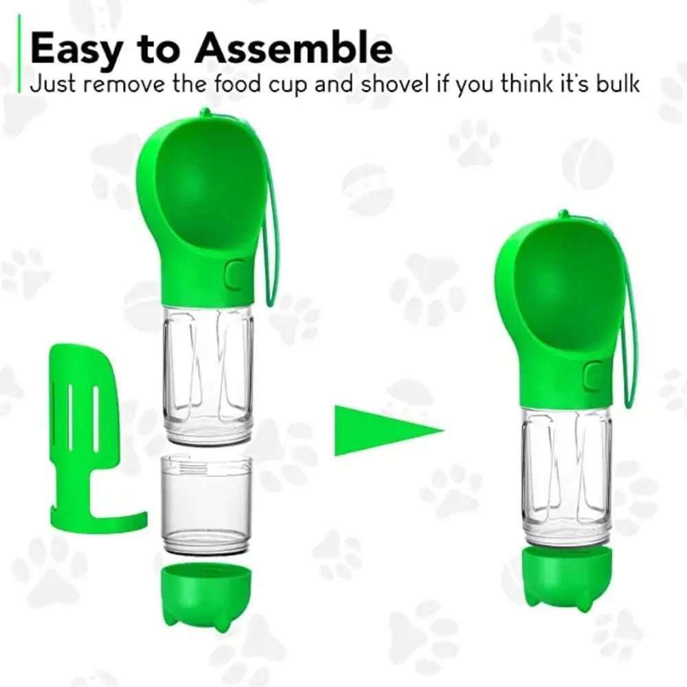 4 - in - 1 Portable Pet Water Bottle – Dispenser, Bowl & Food Storage - John&Dona