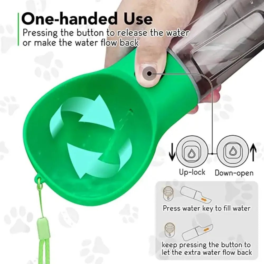 4 - in - 1 Portable Pet Water Bottle – Dispenser, Bowl & Food Storage - John&Dona