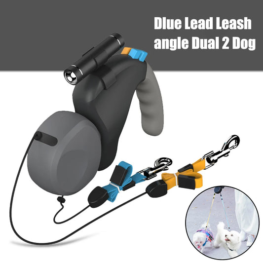 Dual Dog Leash – Retractable & Tangle-Free for Walking Two Dogs