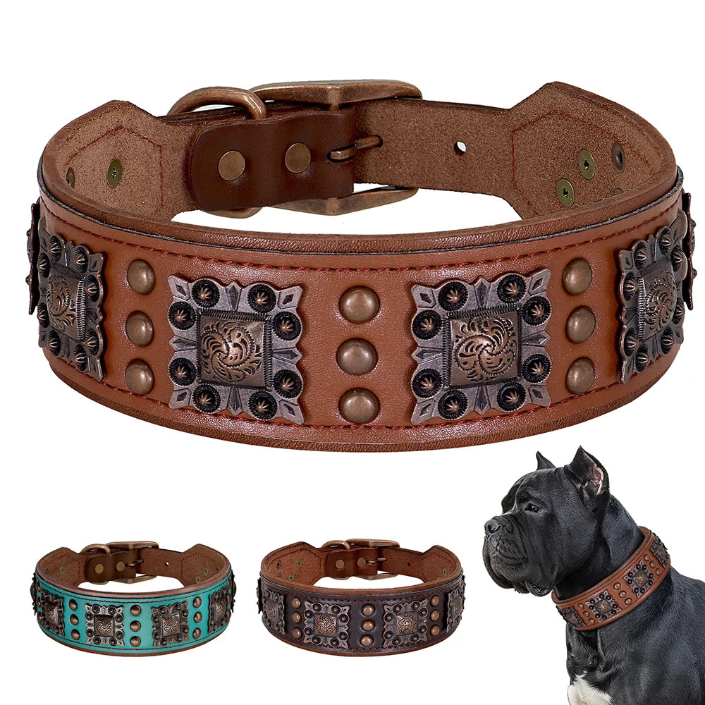 Spiked Leather Dog Collar – Adjustable & Durable for Large Dogs