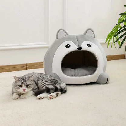 Luxury Plush Pet Bed – Enclosed Lounger for Small Pets