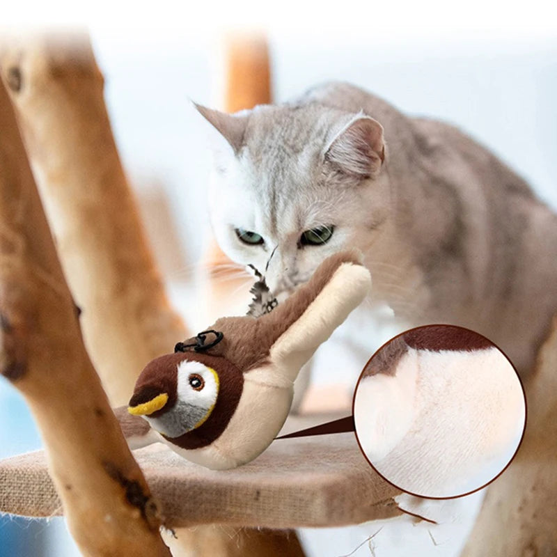 Touch-Activated Plush Bird Toy – Keeps Cats Engaged & Active