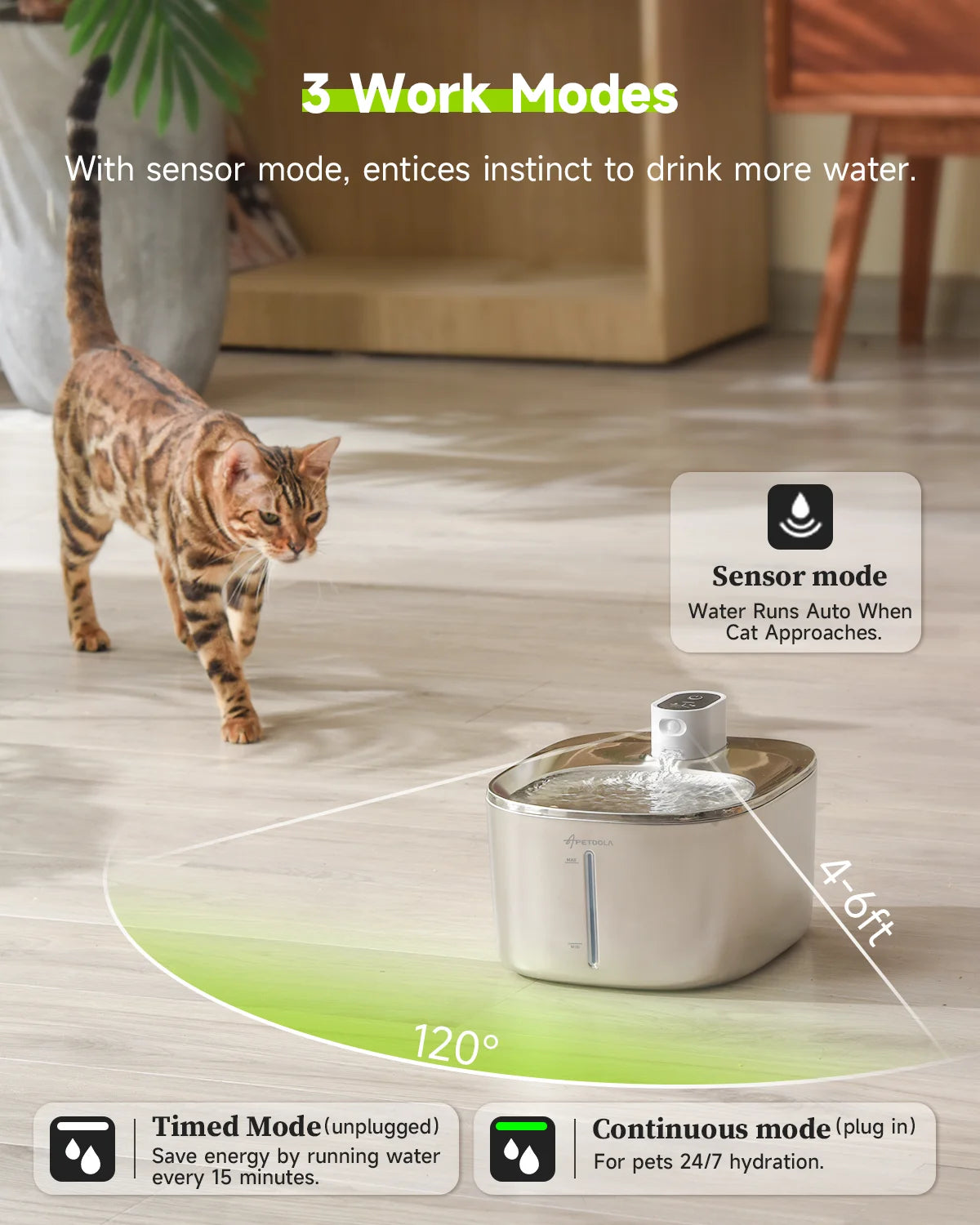 Ultra-Quiet Cat Water Dispenser – Fresh Flowing Water