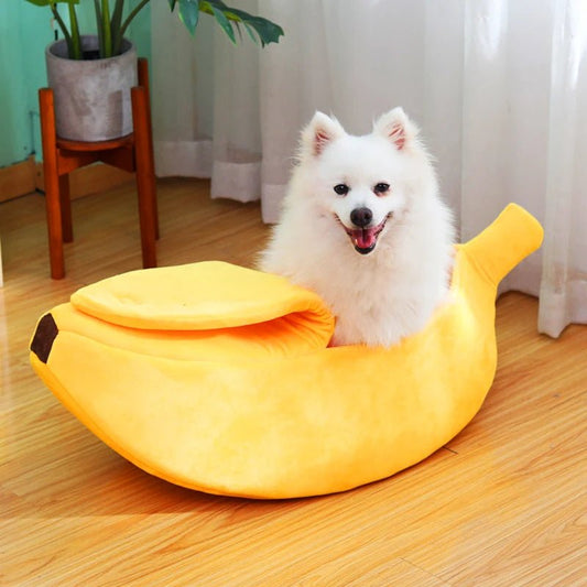 Banana - Shaped Pet Bed – Cozy, Warm & Fun Sleeping Nest for Cats & Small Dogs - John&Dona