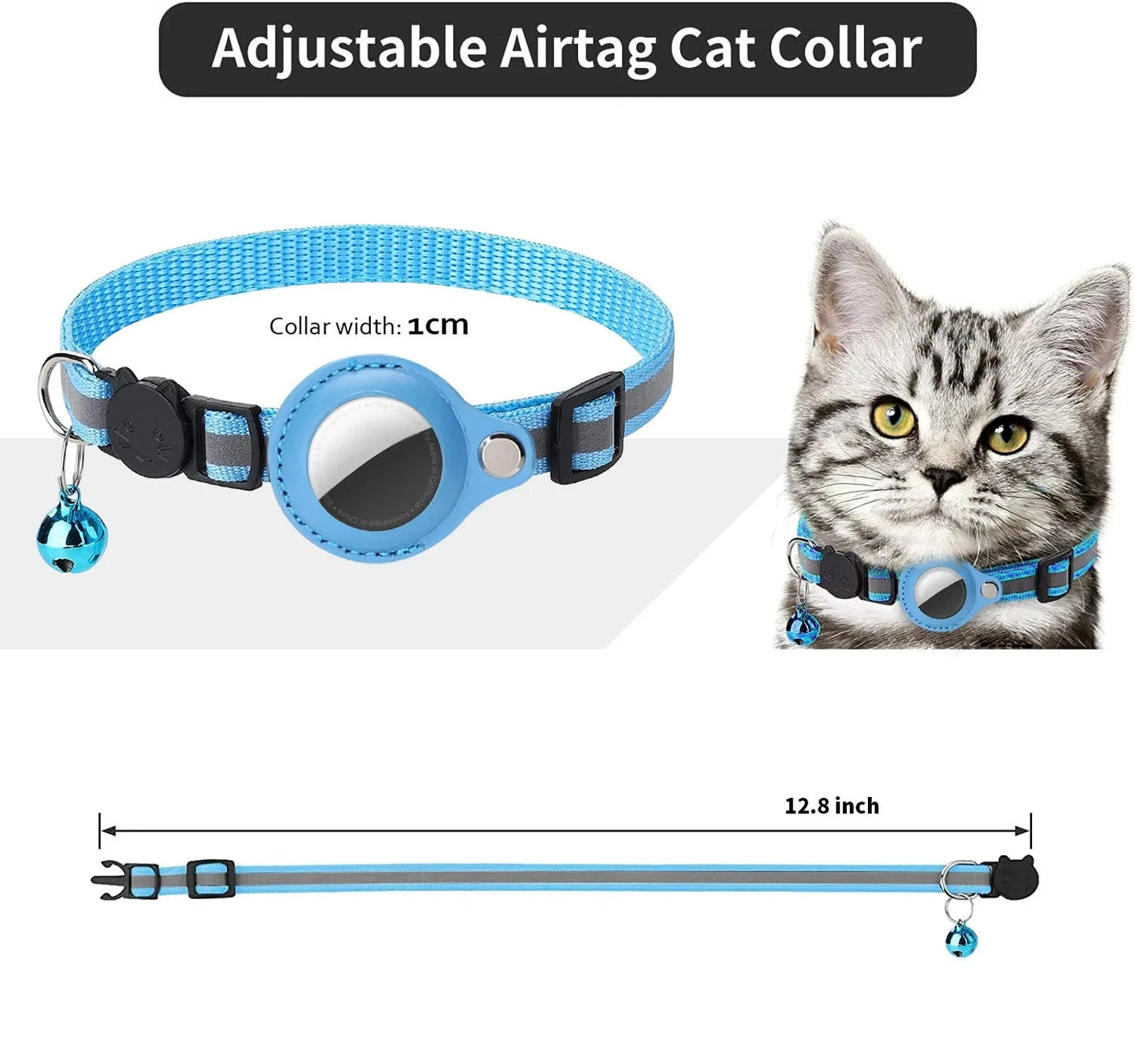 Cat AirTag Collar – Reflective, Adjustable & Breakaway Design - John&Dona