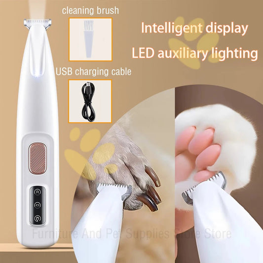 Dog Paw Trimmer – LED Light, Waterproof & Silent Grooming Clippers - John&Dona