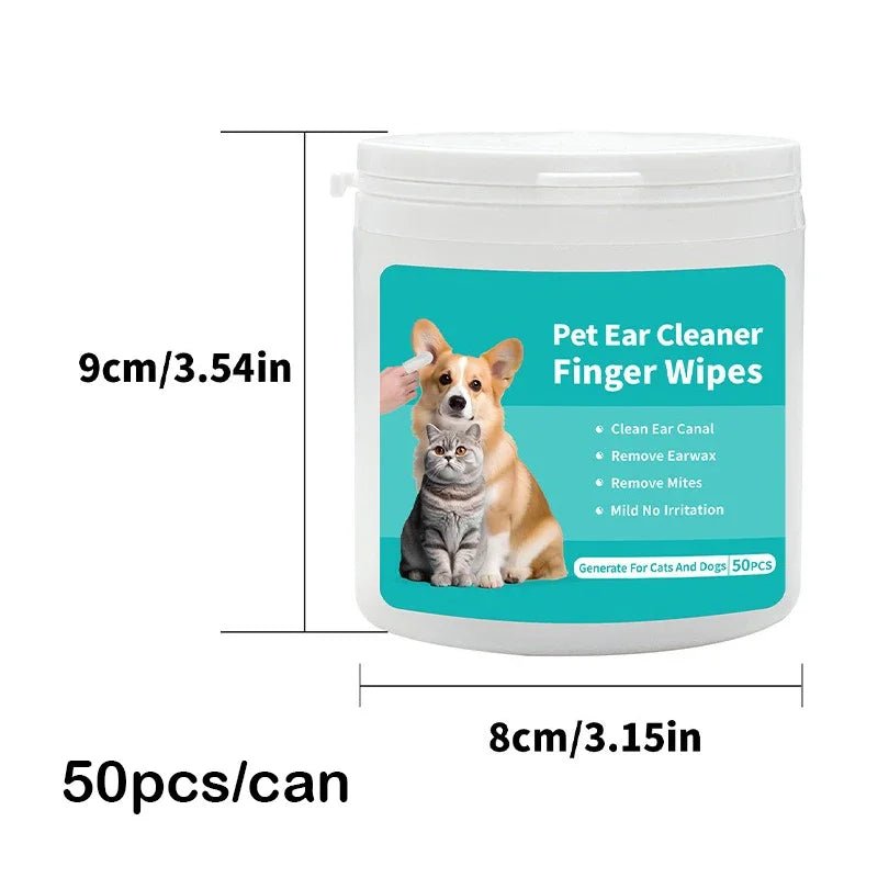 Pet Ear Cleaning Wipes (50 PCS) – Gentle & Anti - Mite Formula - John&Dona