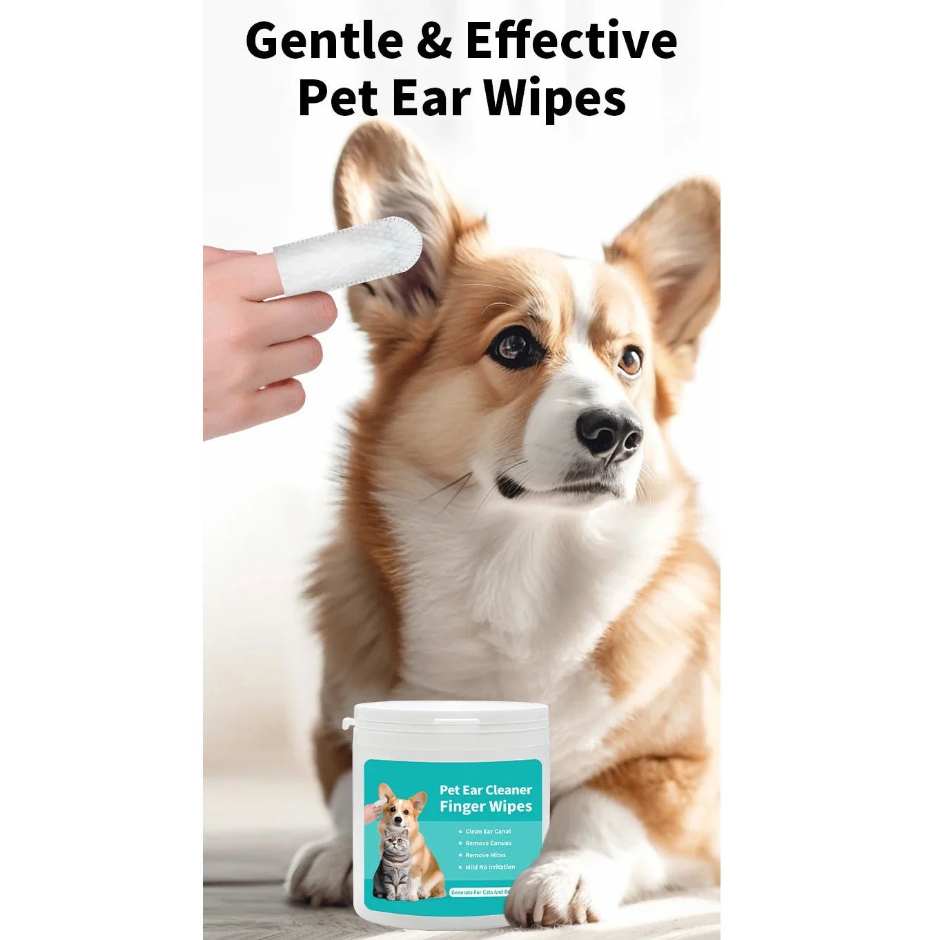 Pet Ear Cleaning Wipes (50 PCS) – Gentle & Anti - Mite Formula - John&Dona