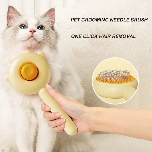 Self - Cleaning Cat & Dog Brush – Gentle Deshedding & Massage Comb - John&Dona